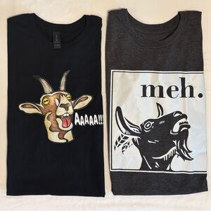 NWOT Bundle of 2 - Quirky Aesthetic Goat Graphic T-Shirts - Medium